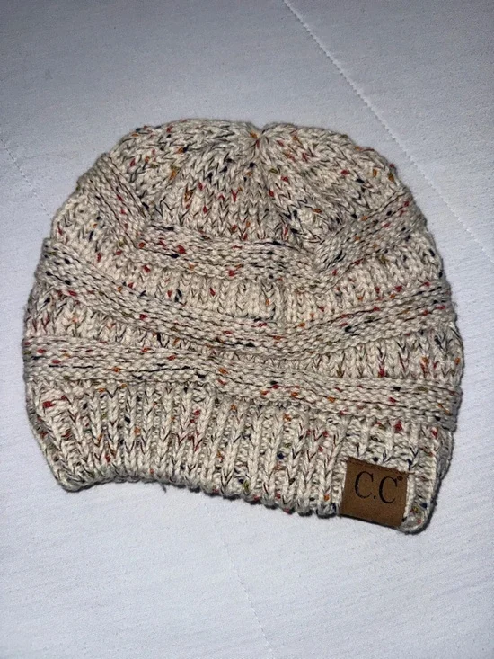 C.C Knit Beanie Set - Cream, Black, Brown, Speckled Taupe - Picture 4 of 5